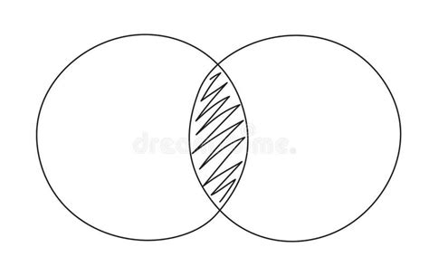 Venn Diagram Template Two Circle Hand Draw Line Style Stock Vector ...