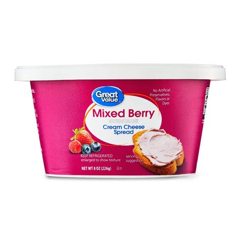 Great Value Mixed Berry Cream Cheese Spread 8 Oz Tub Refrigerated