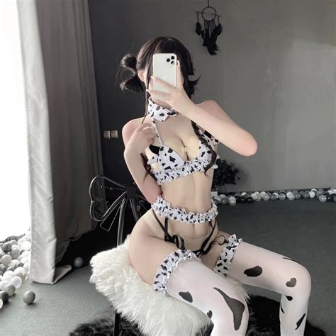 Disfraces De Cosplay De Vaca Sexy Mini Bikini De Leche De Anime