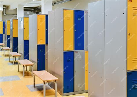 Premium Photo | School hallway with colorful lockers