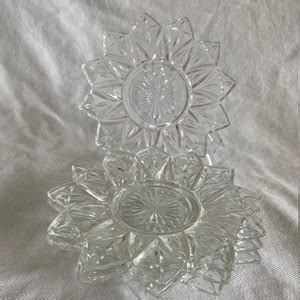 Federal Glass Flower Dish Petal Dish Vintage Clear Etsy