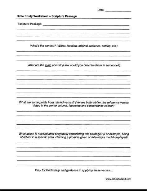 Inductive Bible Study Sheets