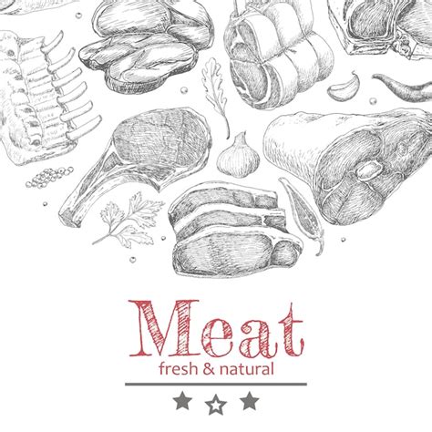 Premium Vector Vector Background With Meat Products