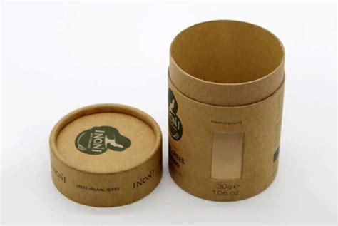 Natural Paper Kraft Tube Box With Pvc Window For Herbs And Tea Packaging