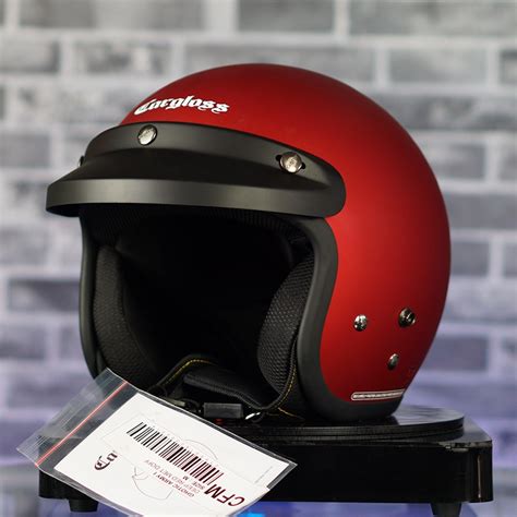 Jual Helm Cargloss Original Free Ped CFM Retro Half Face Deep Red Met