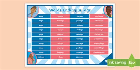 Words Ending In Age Word Mat Teacher Made Twinkl