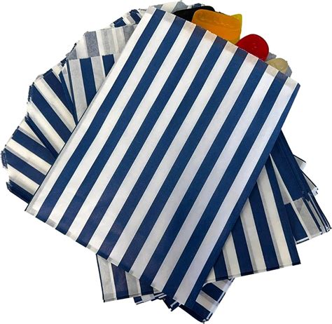 Candy Stripe Blue Sweet Bags 5 X 7 125mm X 175mm Pack Of 50