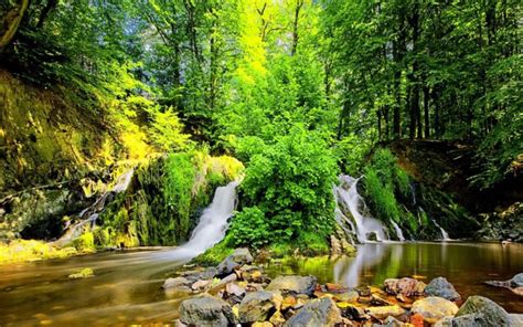 Waterfall River Landscape Nature Waterfalls Wallpapers Hd Desktop