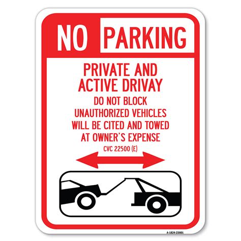 SignMission No Parking Private And Active Driveway Do Not Block