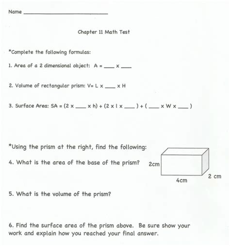 Sample 5th Grade Math Test - Christina Harney's Online Portfolio