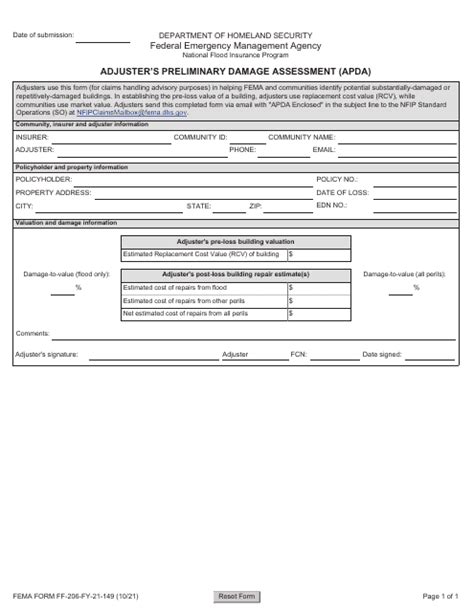 Fema Form Ff 206 Fy 21 149 Fill Out Sign Online And Download Fillable Pdf Templateroller