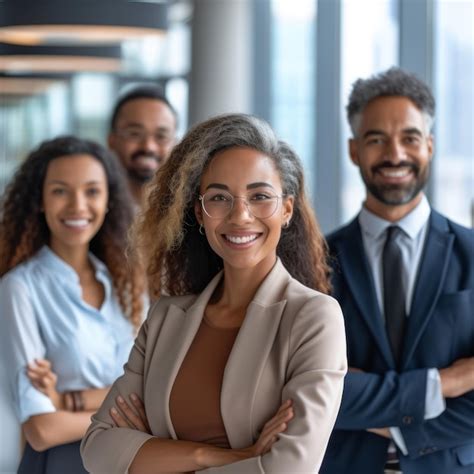 Premium Photo Group Of Smiling Business Professionals Posing In An Office