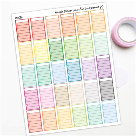 Printable Weekly Planner Boxes For Compact Pp Planner Etsy