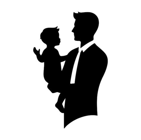 Father And Son Happy Fathers Day Silhouette Vector Premium Ai