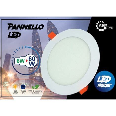 Pannello Led Slim Tondo Da Incasso W Con Trasformatore Luce Fredda K