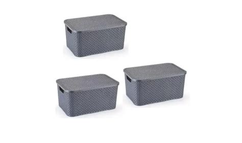 Kit 3 Cestos Caixas Organizadoras Rattan Grafite 15 Litros Shopee Brasil