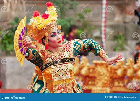 Balinese Woman Dancing Traditional Temple Dance Legong Editorial Photo