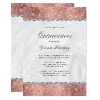 Sparkle Rose Gold Glitter Glam Diamond Quincea Era Invitation Zazzle