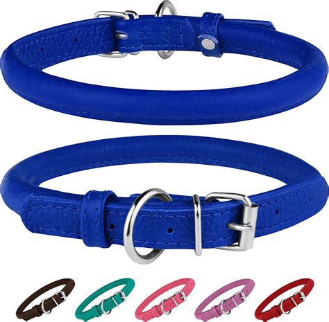 Bronzedog Rolled Leather Dog Collar Round Rope Pet Collars