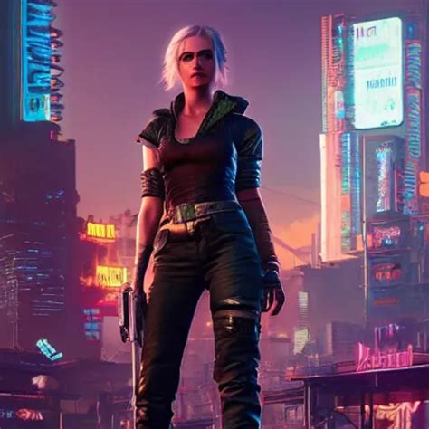 Screenshot Of Ciri In Cyberpunk 2077 Stable Diffusion