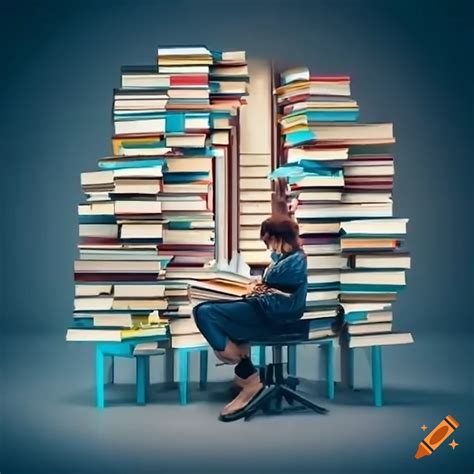 Student Studying Surrounded By Books On Craiyon