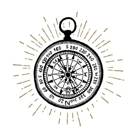 Hand Drawn Vintage Compass Vector Illustration Stock Vector Illustration Of Inspiration Hand