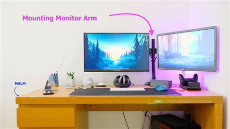 How To Mount Monitor Arm Onto Ikea Malm Desk Desk Setup Youtube