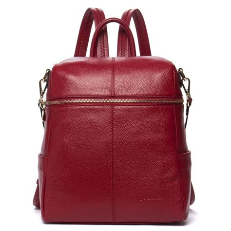 Red Leather Backpack Purse For Women