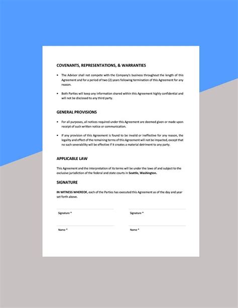 Advisory Board Member Agreement Template In Word Pdf Google Docs