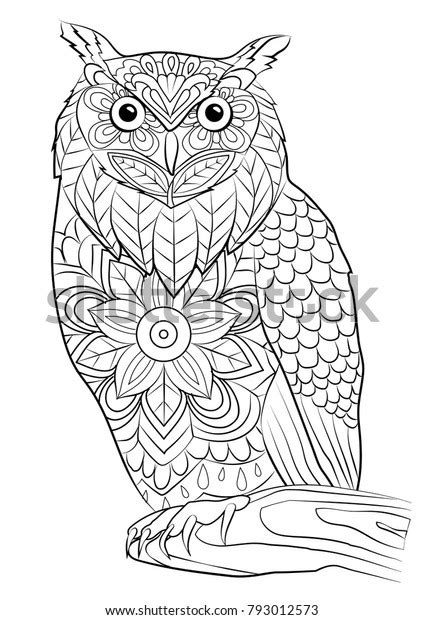 Coloring Page Owl Bird Mandala Stock Vector Royalty Free 793012573