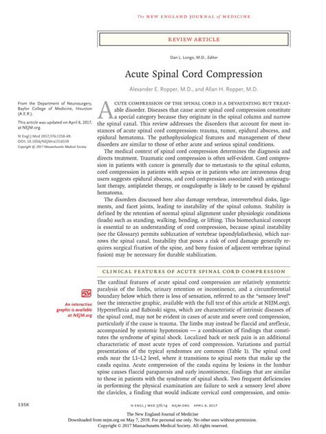 Pdf Acute Spinal Cord Compression · Spinal Shock