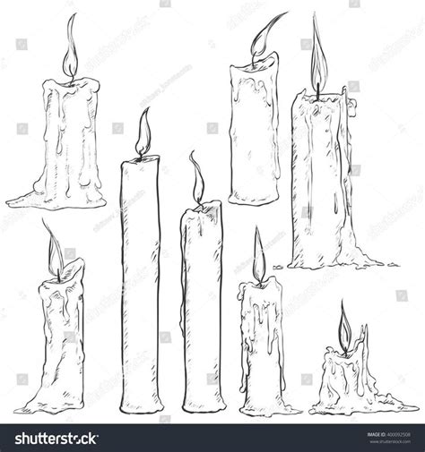 Vector Set Of Different Sketch Candles Candle Drawing Art Candle