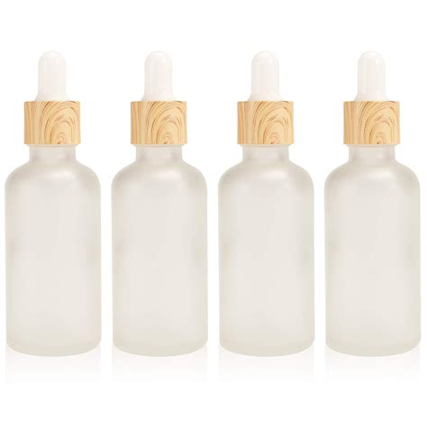 Gemice 4 Pack Frosted Glass Dropper Bottles Essential Oil Bottles With Eye Dropper