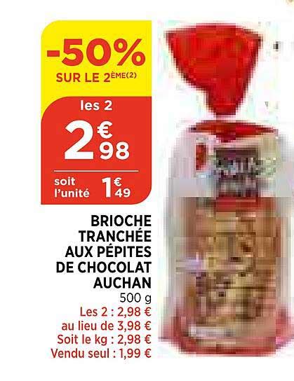 Promo Brioche Tranchée Aux Pépites De Chocolat Auchan chez Maximarché