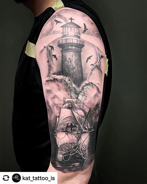 Ship Lighthouse Tattoo