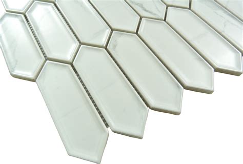 Decko Decoratif White Elongated Hexagon Tile Dek3507