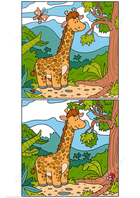 Find 15 Differences Between 2 Pictures Of Giraffe Puzzle Free