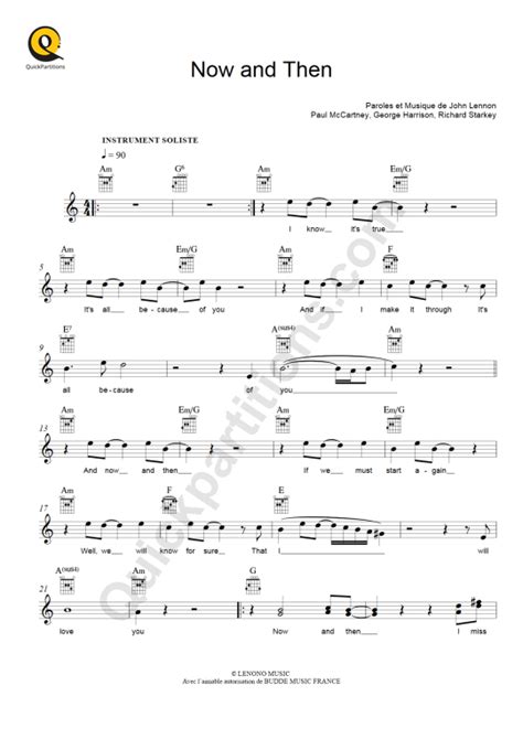 Partition Pour Instruments Solistes Now And Then De The Beatles