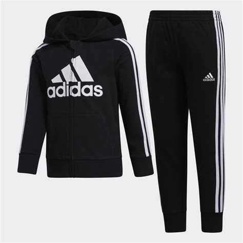 Adidas Essentials French Terry Hoodie And Joggers Set Black Adidas