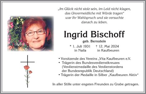 Traueranzeigen von Ingrid Bischoff Allgäuer Zeitung