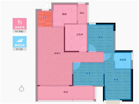 玉林市北流云星钱隆御园户型图3室2厅1厨2卫10109平方米 酷家乐