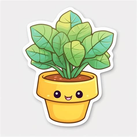 Premium Photo A Cartoon Potted Plant With A Face Drawn On It