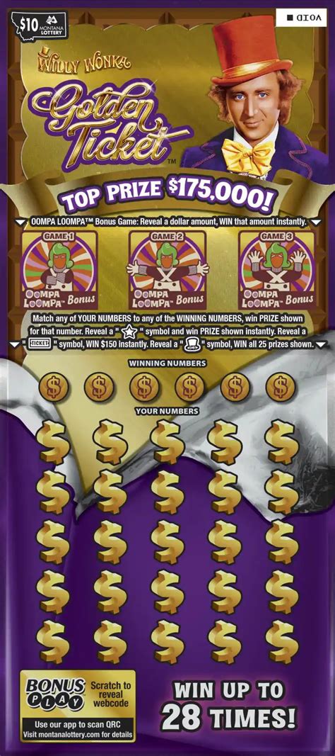 Mt Lottery Willy Wonka Scratch Off Game