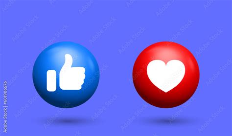 Vetor De D Like And Love Icon Button Thumbs Up And Heart Flat Icon In