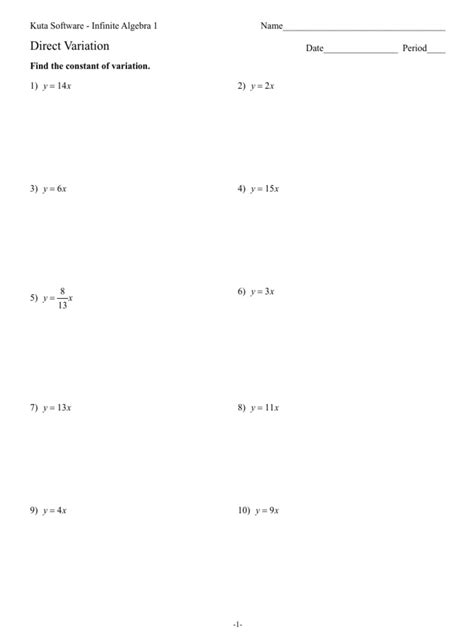 Direct Variation | PDF | Mathematics | Algebra