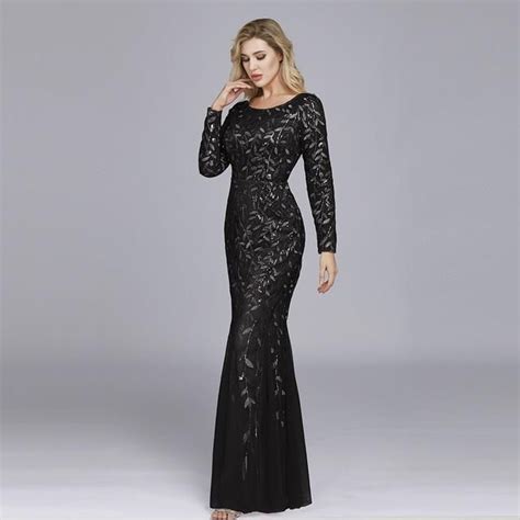 Plus Size Evening Dresses Mermaid O Neck Full Sleeve Lace Appliques Tu Hesheonline Long