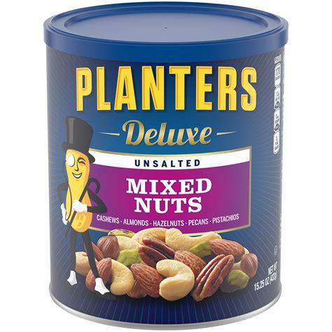 Planters Deluxe Unsalted Mixed Nuts With Cashews Almonds Hazelnuts