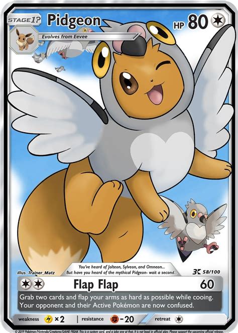 Pidgeon Flying Eeveelution Custom Pokemon Card Zabatv Cool