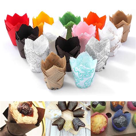 50 100pc Large Tulip Muffin Cases Muffin Cupcake Wraps Wrapper Multiple