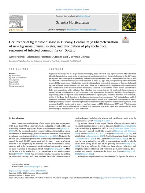 Pdf Occurrence Of Fig Mosaic Disease In Tuscany Central Italy